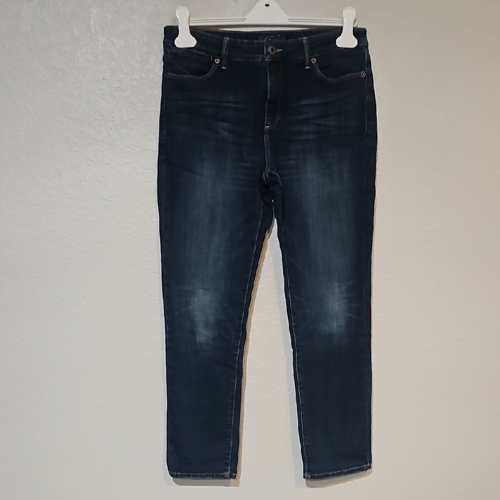 Lucky Brand Women's Denim Dark Blue Mid Rise Hayden Skinny Whiskering Jeans Sz12